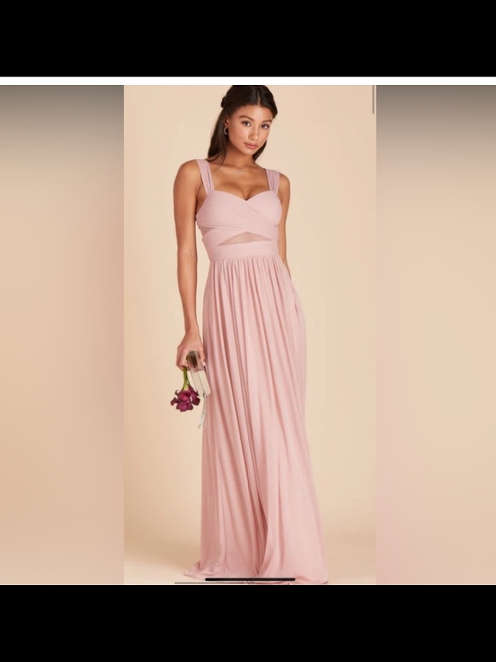 Birdy Grey Rose Quartz Chiffon Maxi Dress with Cutout Bodice
